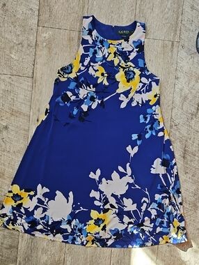 Lauren Ralph Lauren Blue Floral Sleeveless A-Line Dress Size 6